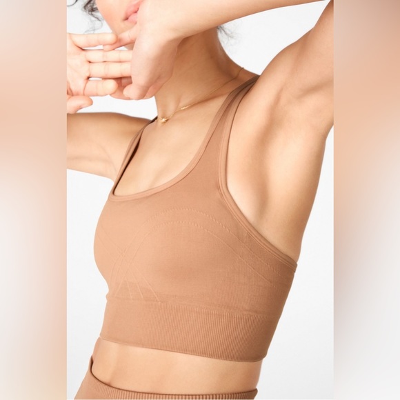 Fabletics Tan Driftscape Adele Corsetry Seamless Sports Bra size XS EUC - Picture 3 of 9
